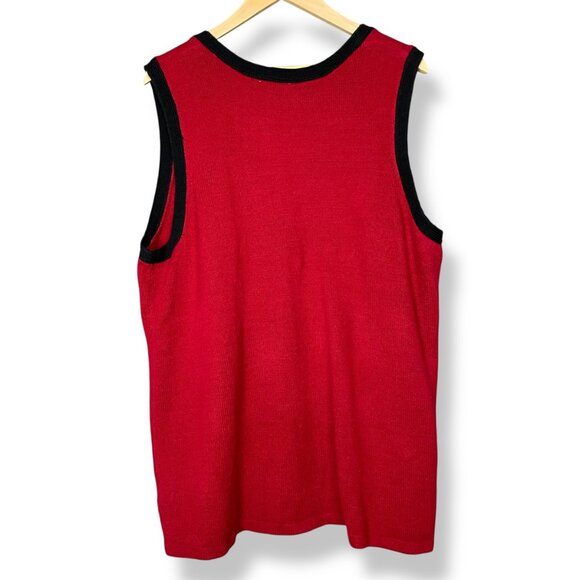 Vintage Christmas Sweater Vest Reindeer Embroider Applique Women Size 2X Holiday - Picture 2 of 12